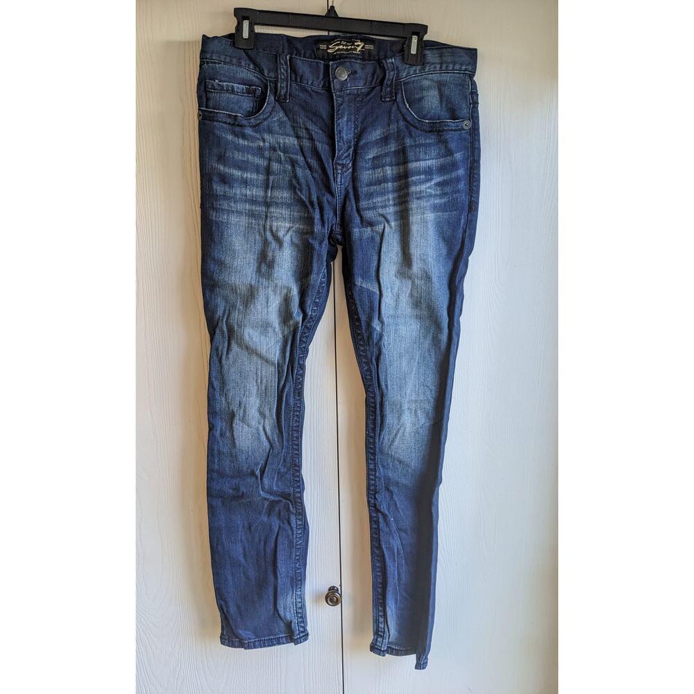 Seven7 Jeans Men's Blue Skinny Mid Rise Button Belt Loop Jeans Size 34W x 34L